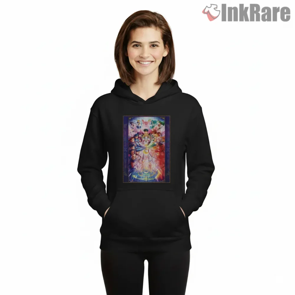 Sailor Moon Cosmic Alignment Celestial Anime Shirt on black hoodie for women graphic tee