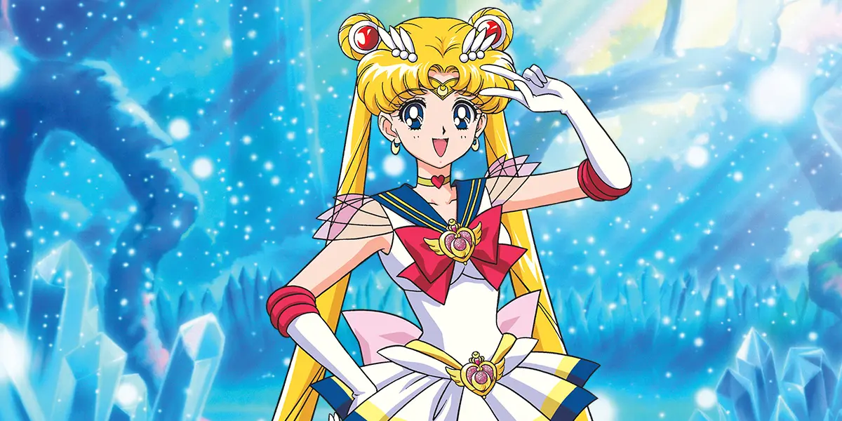 Sailor Moon in transformation pose representing the cosmic mythology of the Sailor Moon universe
