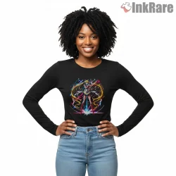 Sailor Moon Cosmic Power Burst Anime Shirt on black long sleeve shirt for women graphic tee