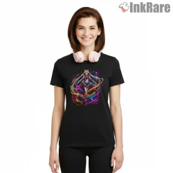 Sailor Moon Cosmic Rainbow Transformation Anime Shirt on black short sleeve shirt for women graphic tee