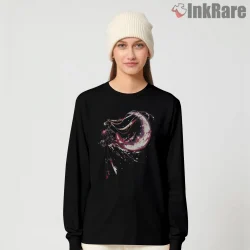 Sailor Moon Crimson Double Exposure Silhouette Shirt on black long sleeve shirt for women graphic tee