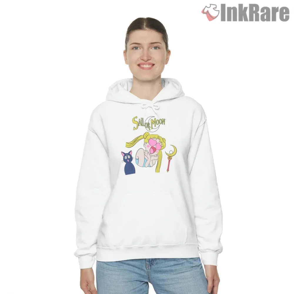 Sailor Moon Crying Manga Retro Anime Shirt on white hoodie for women graphic tee
