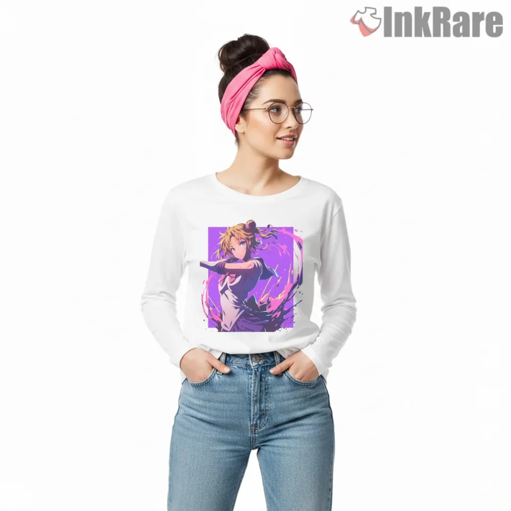 Sailor Moon Dynamic Energy Brush Anime Shirt on white long sleeve shirt for women graphic tee
