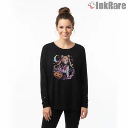 Sailor Moon Halloween Trick Or Treat Anime Shirt on black long sleeve shirt for women graphic tee