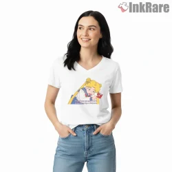Sailor Moon I Dont Know How To Use A Computer Funny Anime Shirt on white v-neck shirt for women graphic tee