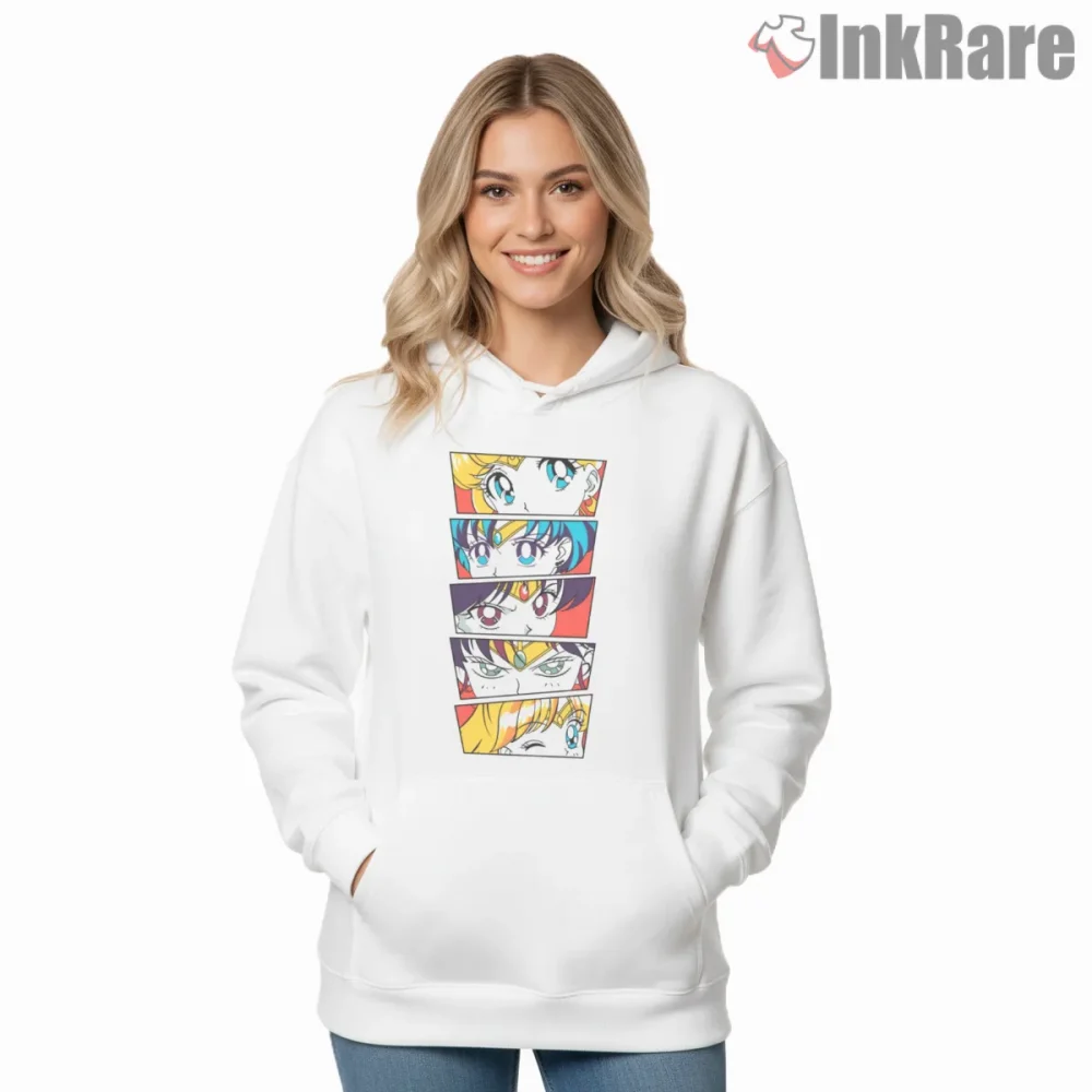 Sailor Moon Manga Eyes Retro Anime Shirt on white hoodie for women graphic tee
