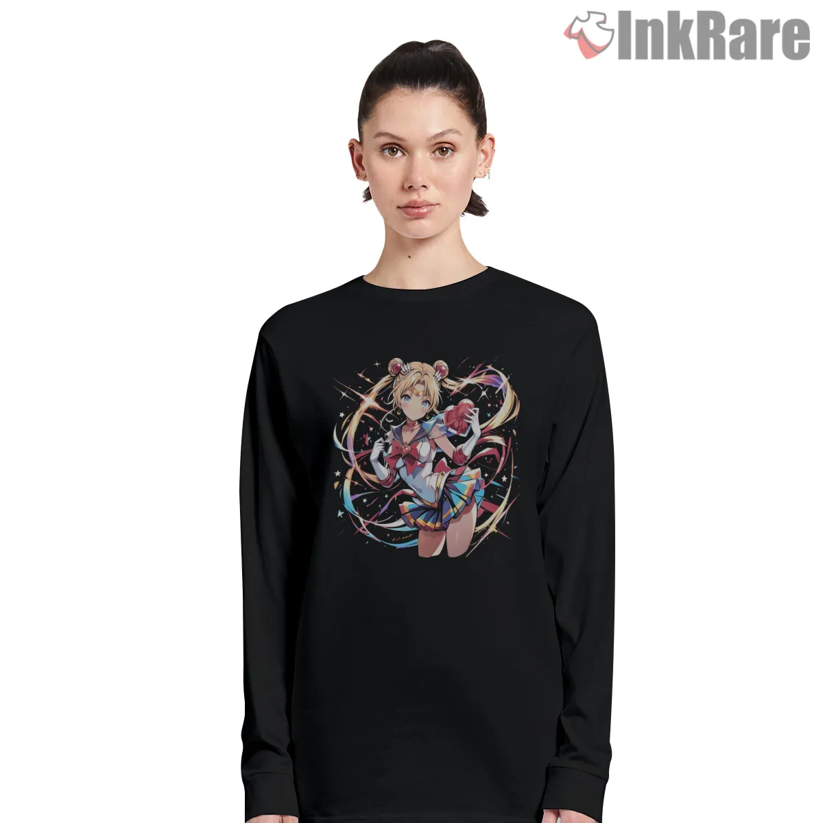 Sailor Moon Romantic Valentine Glow Long Sleeve Black Sailor Moon Romantic Valentine Glow Shirt on black long sleeve shirt for women graphic tee