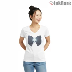 Sailor Saturn Bow Symbol Minimal Anime Shirt on white v-neck shirt for women graphic tee