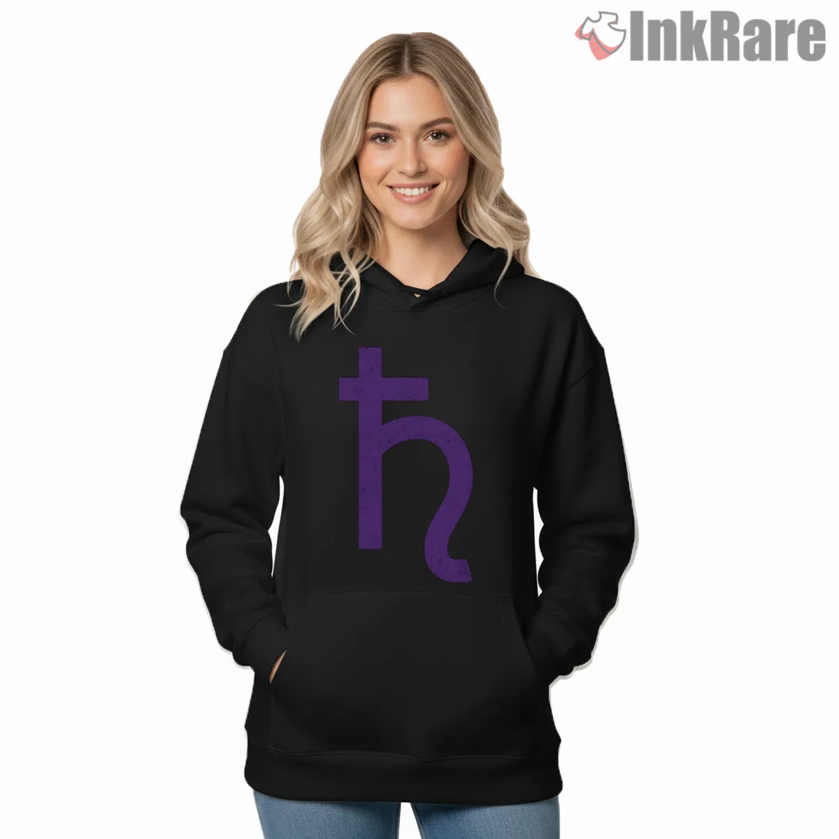 Sailor Saturn Dark Planet Symbol Shirt on black hoodie for women graphic tee