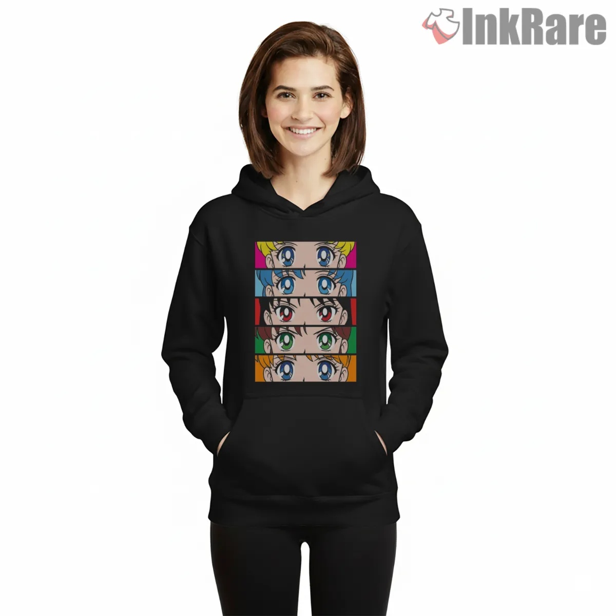 Sailor Scouts Iconic Eyes Graphic Concept Shirt on black hoodie for women graphic tee