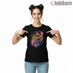 Sailor Venus Dynamic Magic Pose Anime Shirt on black short sleeve shirt for women graphic tee