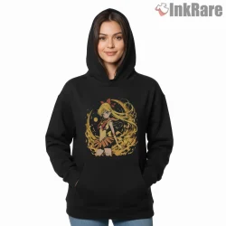 Sailor Venus Golden Power Manga Anime Shirt on black hoodie for women graphic tee