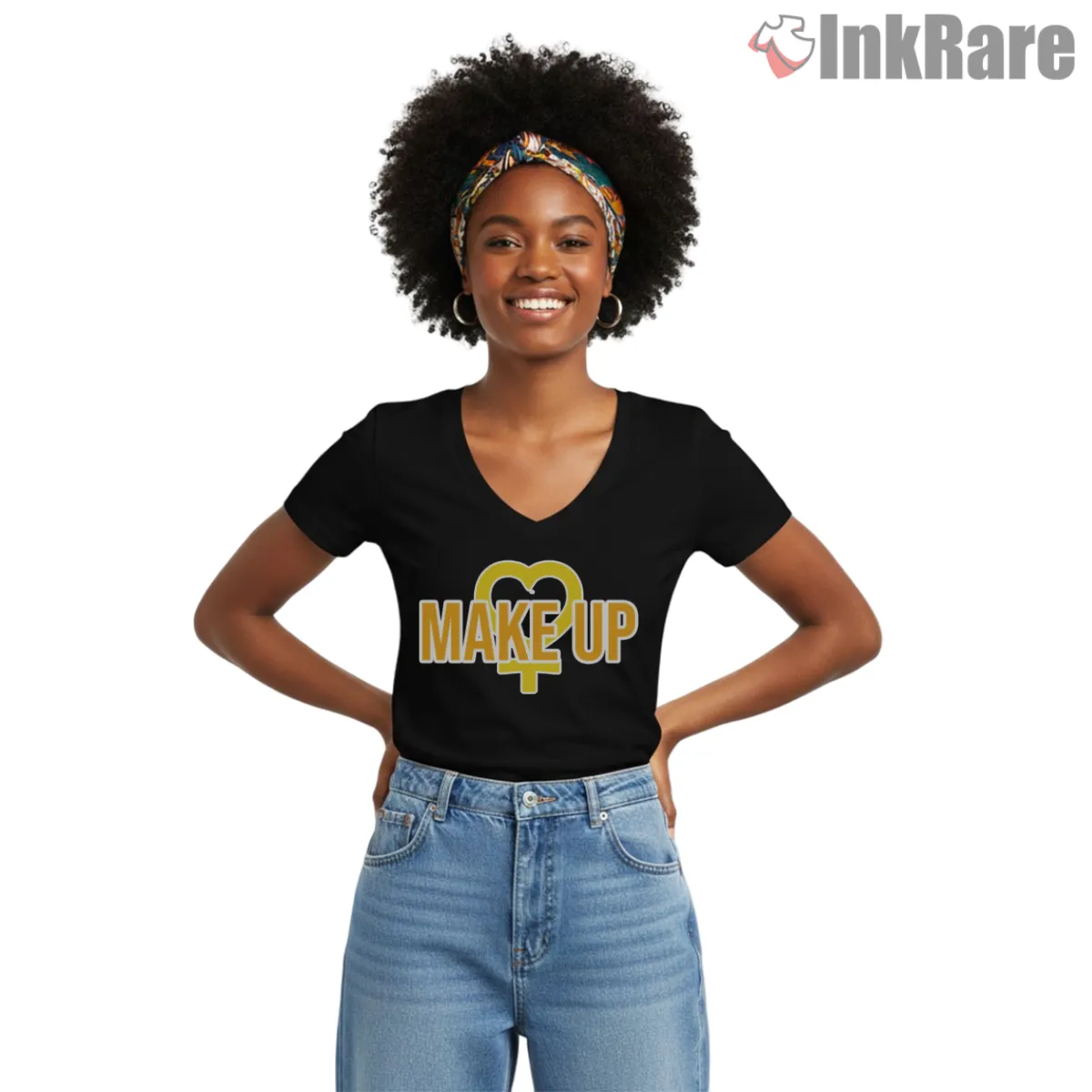 Sailor Venus Make Up Charm Statement V Neck Black Sailor Venus Make Up Charm Statement Shirt on black v-neck shirt for women graphic tee