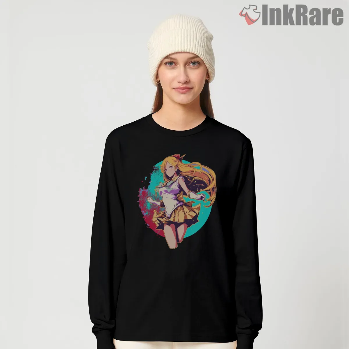 Sailor Venus Radiant Fan Art Shirt on black long sleeve shirt for women graphic tee