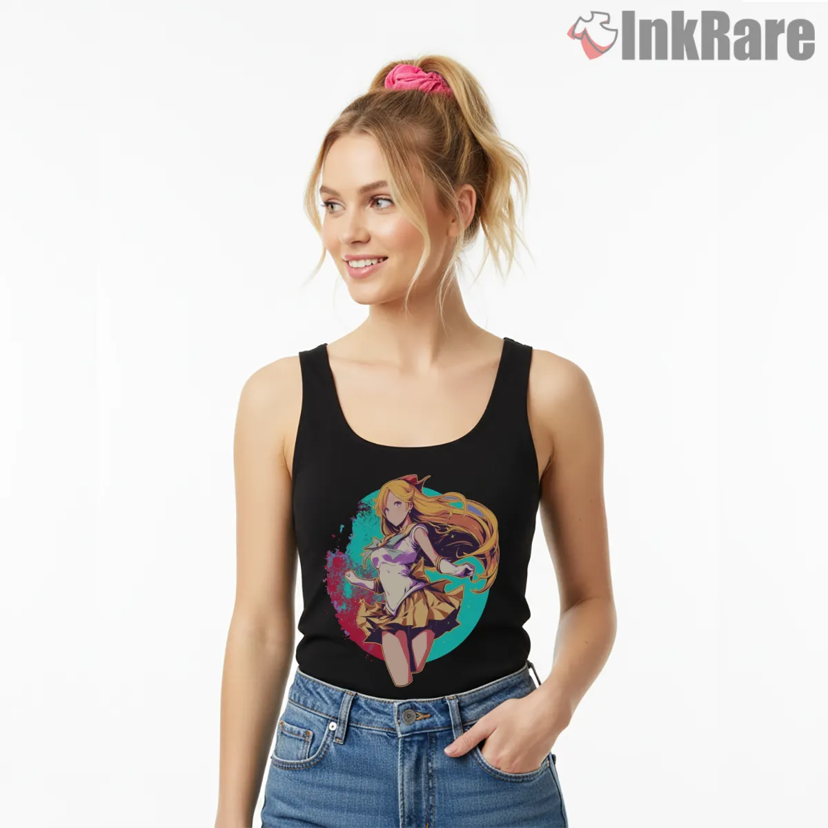 Sailor Venus Radiant Fan Art Tank Top Black Sailor Venus Radiant Fan Art Shirt on black tank top for women graphic tee
