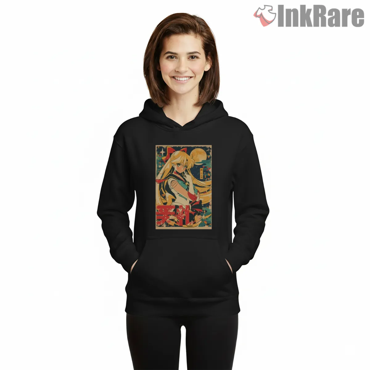Sailor Venus Retro Poster Style Shirt on black hoodie for women graphic tee