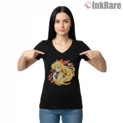 Sailor Venus Soft Glow Portrait Anime Shirt on black v-neck shirt for women graphic tee