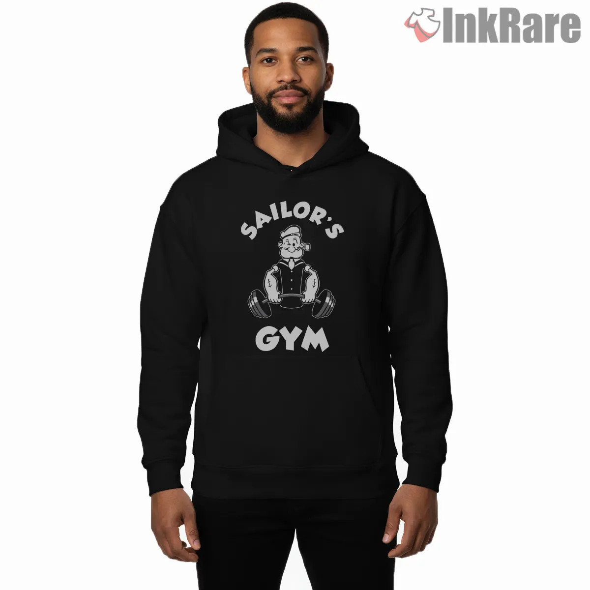 Sailors Gym Strongman Training Shirt on black hoodie for men graphic tee