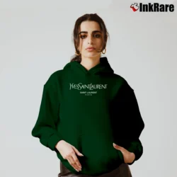 Women’s Saint Laurent Paris YSL Slogan Cozy Hoodie in forest green | Warm, Structured, Stylish