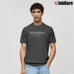 Men’s Saint Laurent Paris YSL Slogan Classic T-Shirt in charcoal | Soft, Breathable Everyday Wear