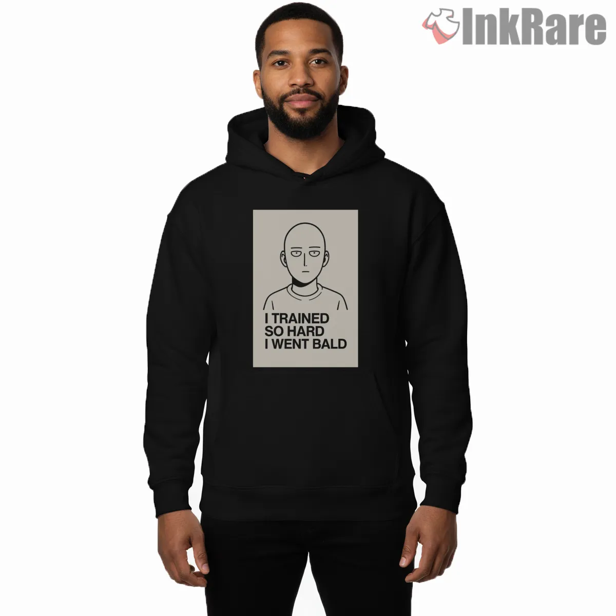 Saitama I Trained So Hard I Went Bald Shirt on black hoodie for men graphic tee