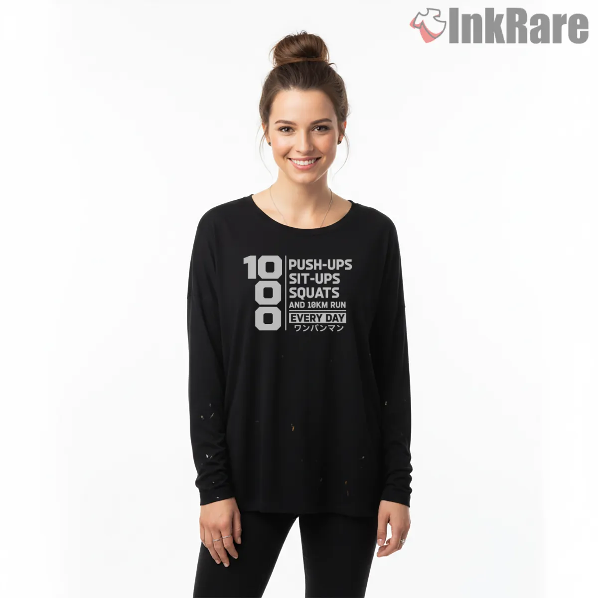 Saitama Legendary Training Routine Anime Shirt on black long sleeve shirt for women graphic tee