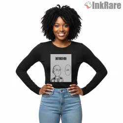 Saitama Ok Reaction Meme Anime Shirt on black long sleeve shirt for women graphic tee