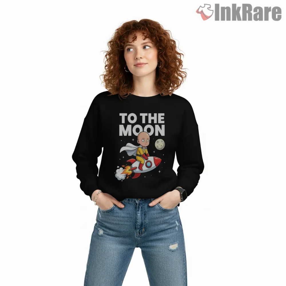 Saitama To The Moon Rocket Anime Shirt on graphic shirt for women graphic tee