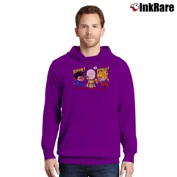 Men’s Saitama Vs Superman Vs Goku Funny Battle Pullover Hoodie in purple | Cozy, Durable, Modern Fit