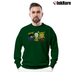 Men’s Saitama Vs Superman Vs Goku Funny Battle Crewneck Sweatshirt in forest green | Cozy Fabric, Clean Style