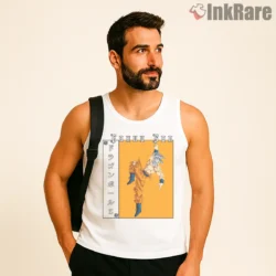Saiyan Warrior Ultimate Clash Poster Shirt on white tank top for men graphic tee