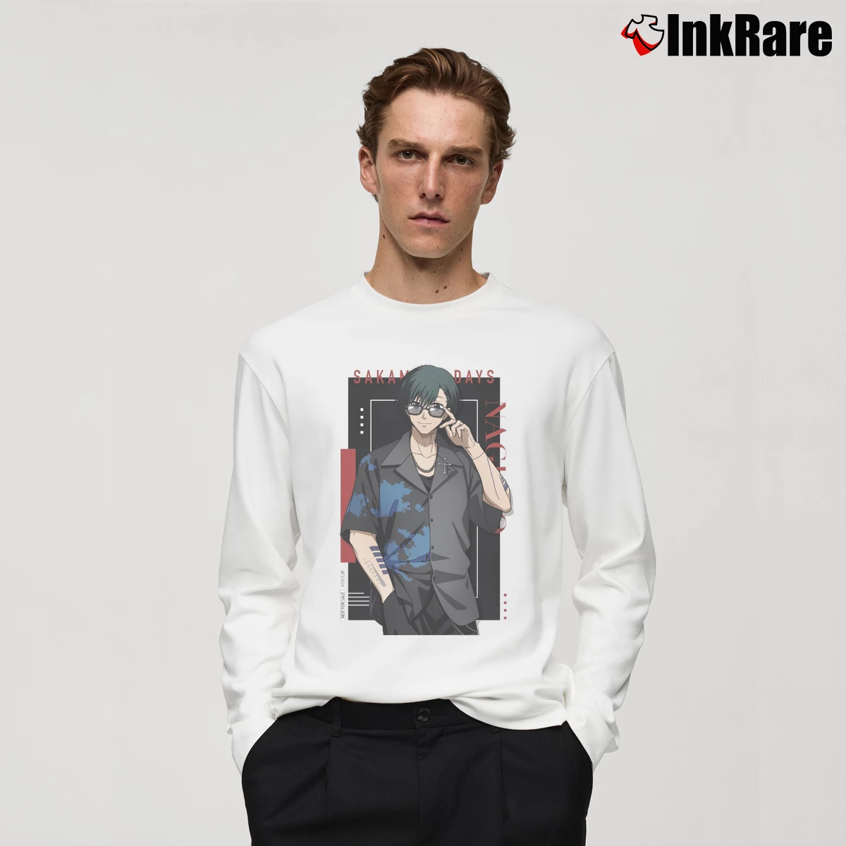 Men’s Sakamoto Days Nagumo Long-Sleeve Shirt in white | Sleek, Lightweight, Year-Round Wear