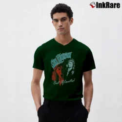 Men’s Sam Kinison Out Of Control Tour 80s V-Neck Tee in forest green | Sharp, Breathable, Everyday Staple