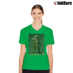 Women’s Samurai Boba Fett Mandalorian Star Wars V-Neck Tee in irish green | Chic Neckline, Soft Texture