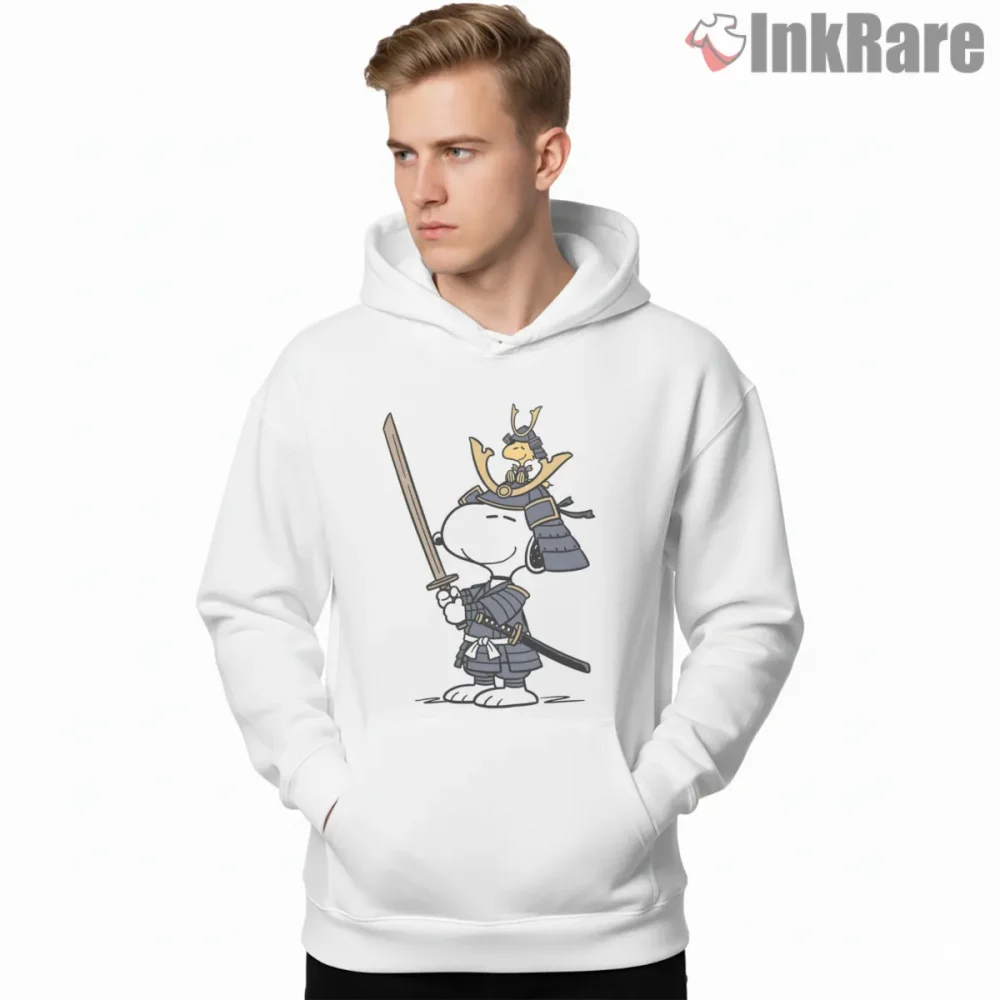 Samurai Snoopy And Woodstock Warrior Honor Shirt on white hoodie for men graphic tee