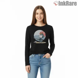Samurai Snoopy Japanese Warrior Graphic Shirt on black long sleeve shirt for women graphic tee