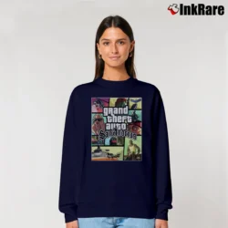 Women’s San Andreas Poster Gaming Graphic Relaxed Sweatshirt in navy | Soft, Laid-Back Vibe