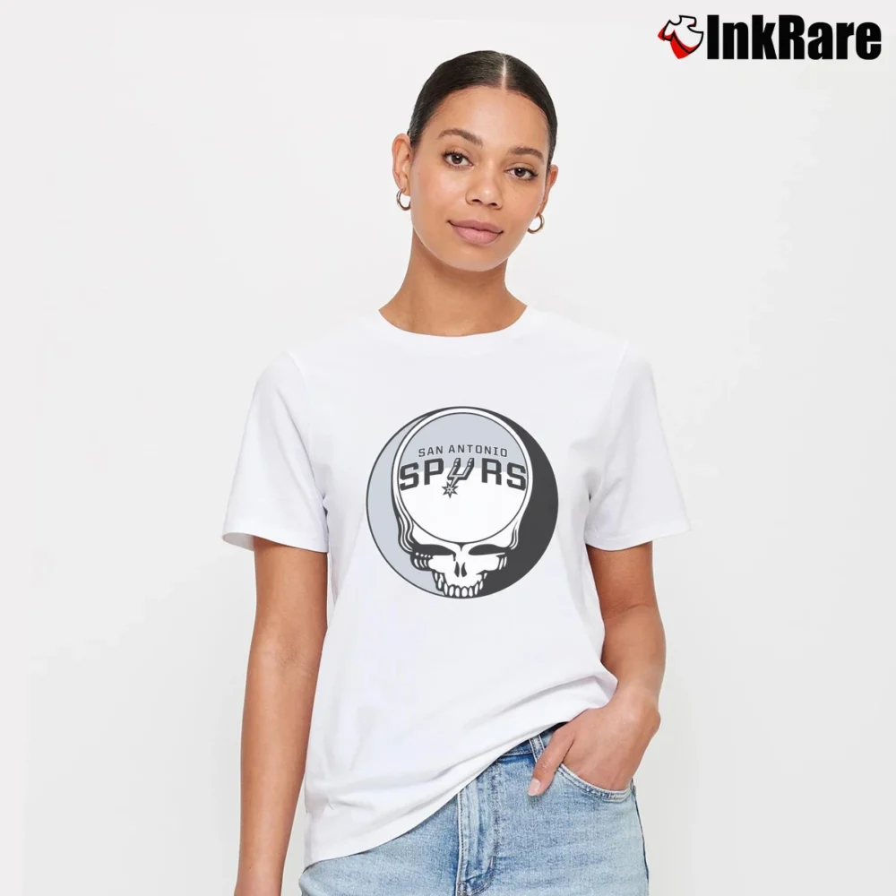 Women’s San Antonio Spurs Baseball Grateful Dead Steal Your Face Signature T-Shirt in white | Soft, Flattering Fit