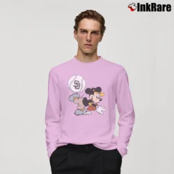Men’s San Diego Padres Mickey Mouse Baseball Fan Long-Sleeve Shirt in light pink | Sleek, Lightweight, Year-Round Wear