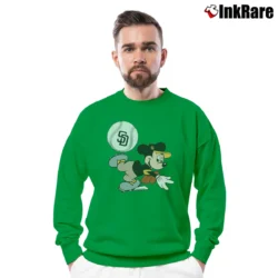 Men’s San Diego Padres Mickey Mouse Baseball Fan Crewneck Sweatshirt in irish green | Cozy Fabric, Clean Style