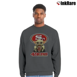 Men’s San Francisco 49ers Baby Yoda Star Wars Football Crewneck Sweatshirt in charcoal | Cozy Fabric, Clean Style