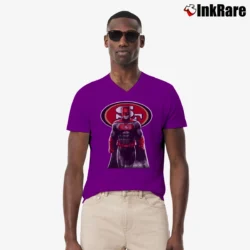 Men’s San Francisco 49ers Batman Bruce Wayne NFL V-Neck Tee in purple | Sharp, Breathable, Everyday Staple