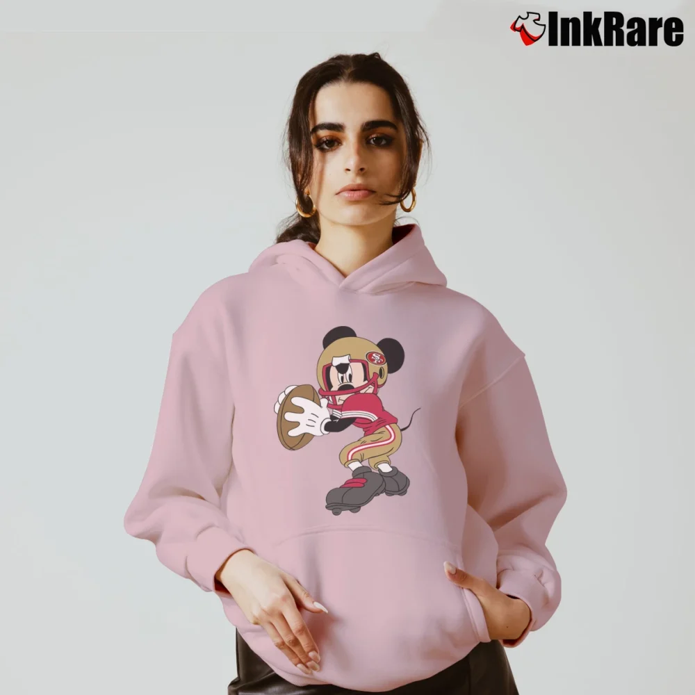Women’s San Francisco 49ers Football Mickey Mouse Disney Cozy Hoodie in light pink | Warm, Structured, Stylish