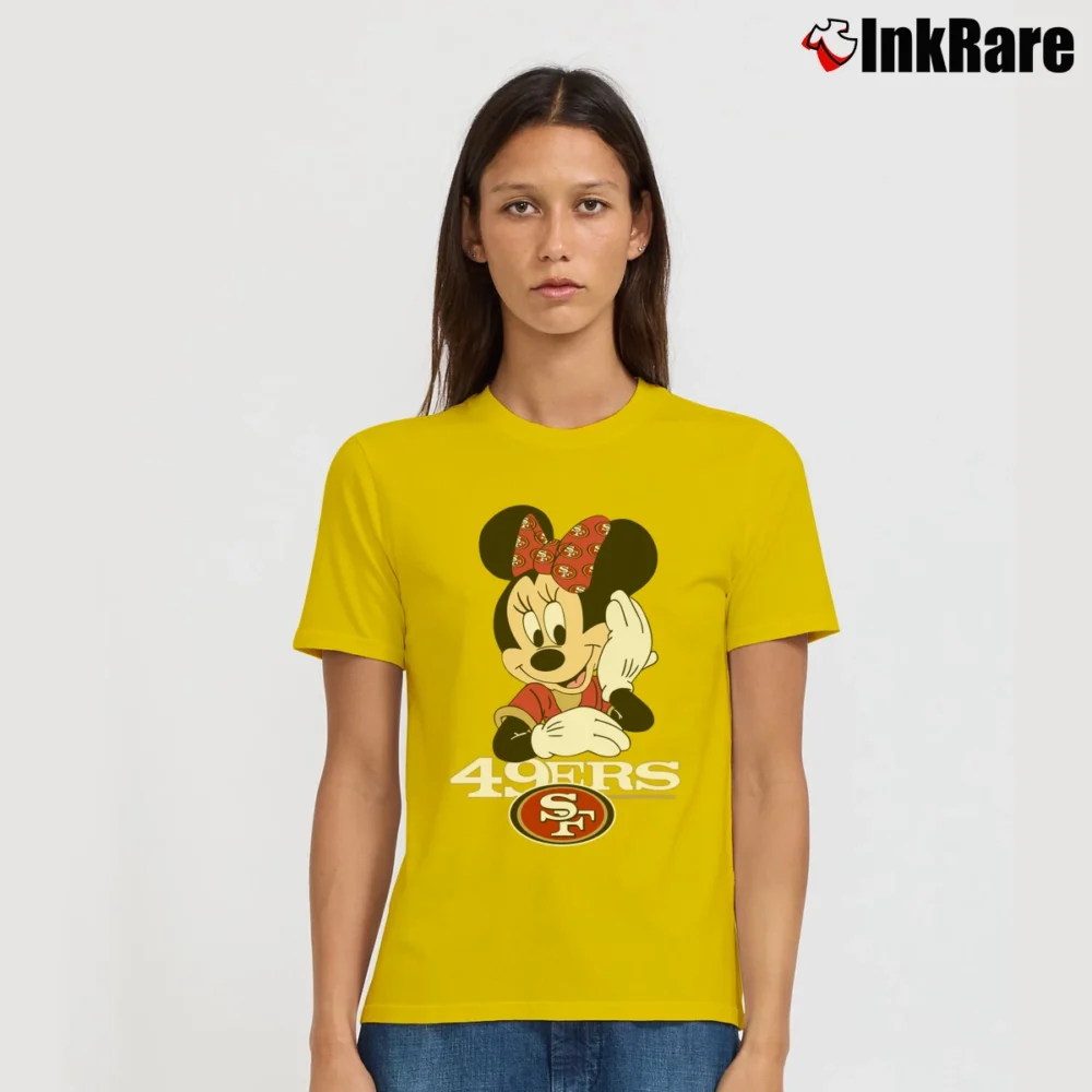 Women’s San Francisco 49ers Football Mimi Mouse Disney Signature T-Shirt in yellow | Soft, Flattering Fit