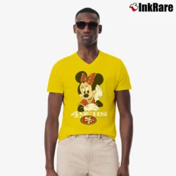 Men’s San Francisco 49ers Football Mimi Mouse Disney V-Neck Tee in yellow | Sharp, Breathable, Everyday Staple
