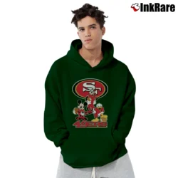 Men’s San Francisco 49ers Mickey Donald Goofy Football Pullover Hoodie in forest green | Cozy, Durable, Modern Fit