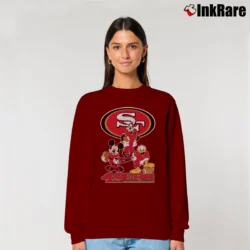 Women’s San Francisco 49ers Mickey Donald Goofy Football Relaxed Sweatshirt in maroon | Soft, Laid-Back Vibe