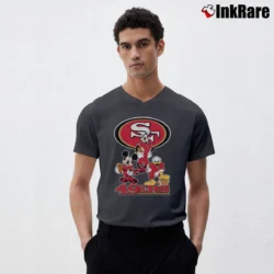 Men’s San Francisco 49ers Mickey Donald Goofy Football V-Neck Tee in charcoal | Sharp, Breathable, Everyday Staple