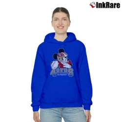 Women’s San Francisco 49ers Mickey Mouse NFL Football Cozy Hoodie in royal blue | Warm, Structured, Stylish