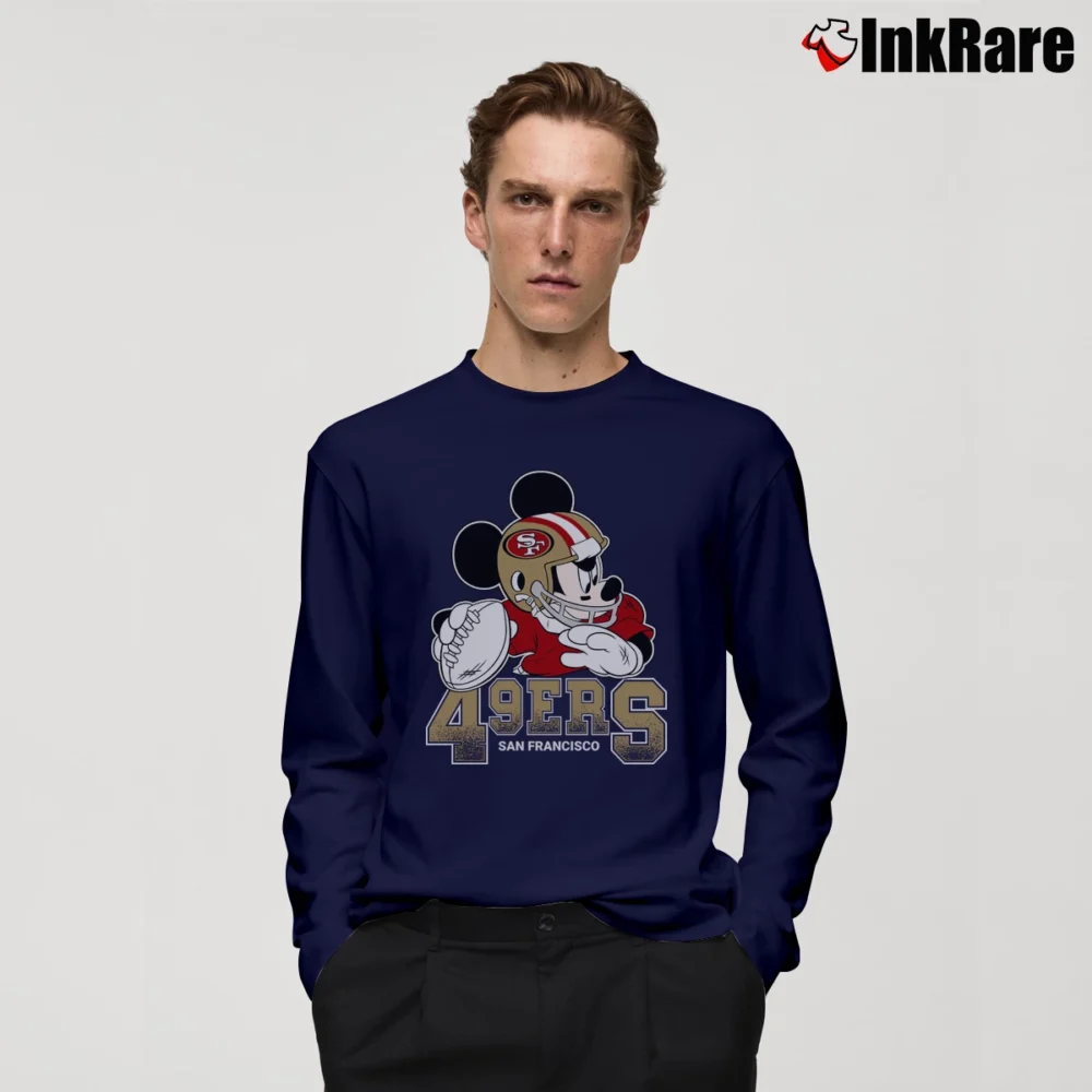 Men’s San Francisco 49ers Mickey Mouse NFL Football Long-Sleeve Shirt in navy | Sleek, Lightweight, Year-Round Wear